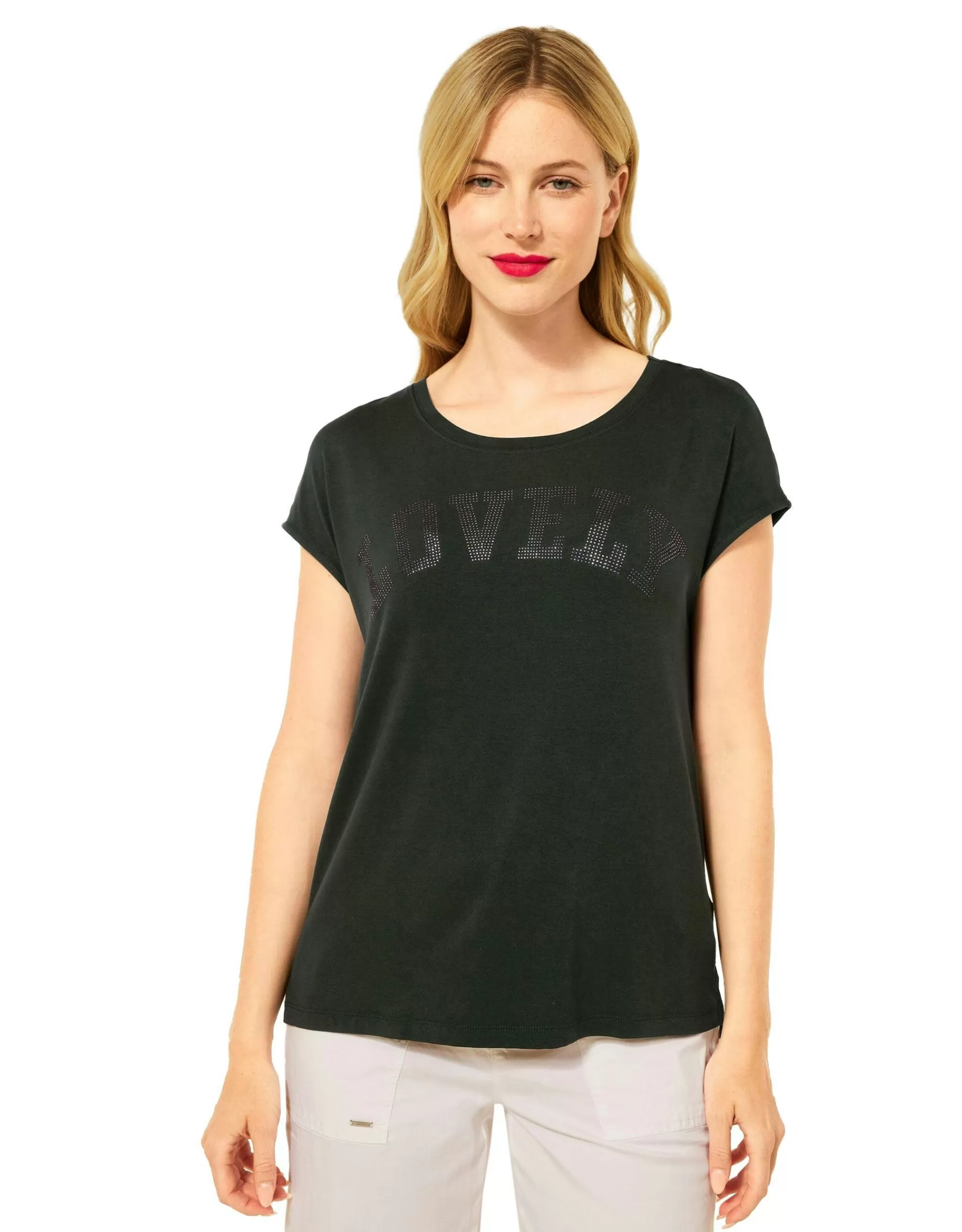 Street One T-Shirt Mit Steinchendetails Oliv Fashion