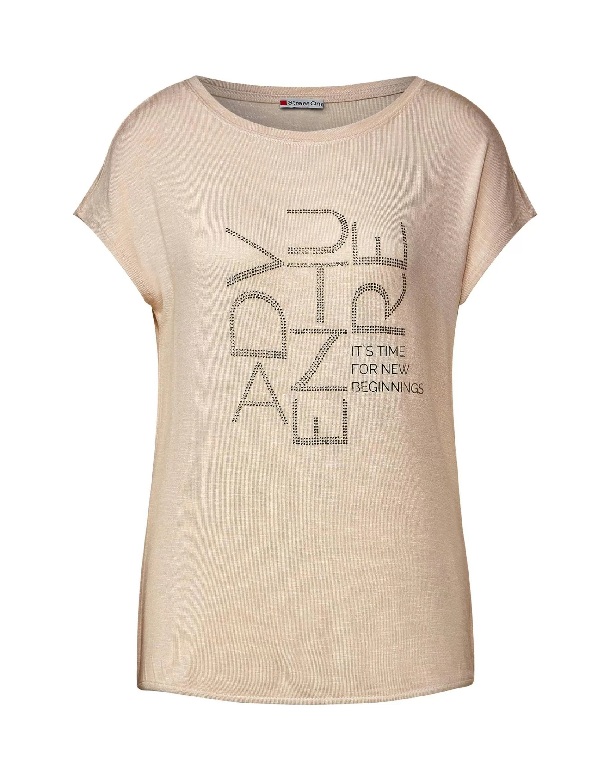 Street One T-Shirt Mit Steinchenwording Beige Best