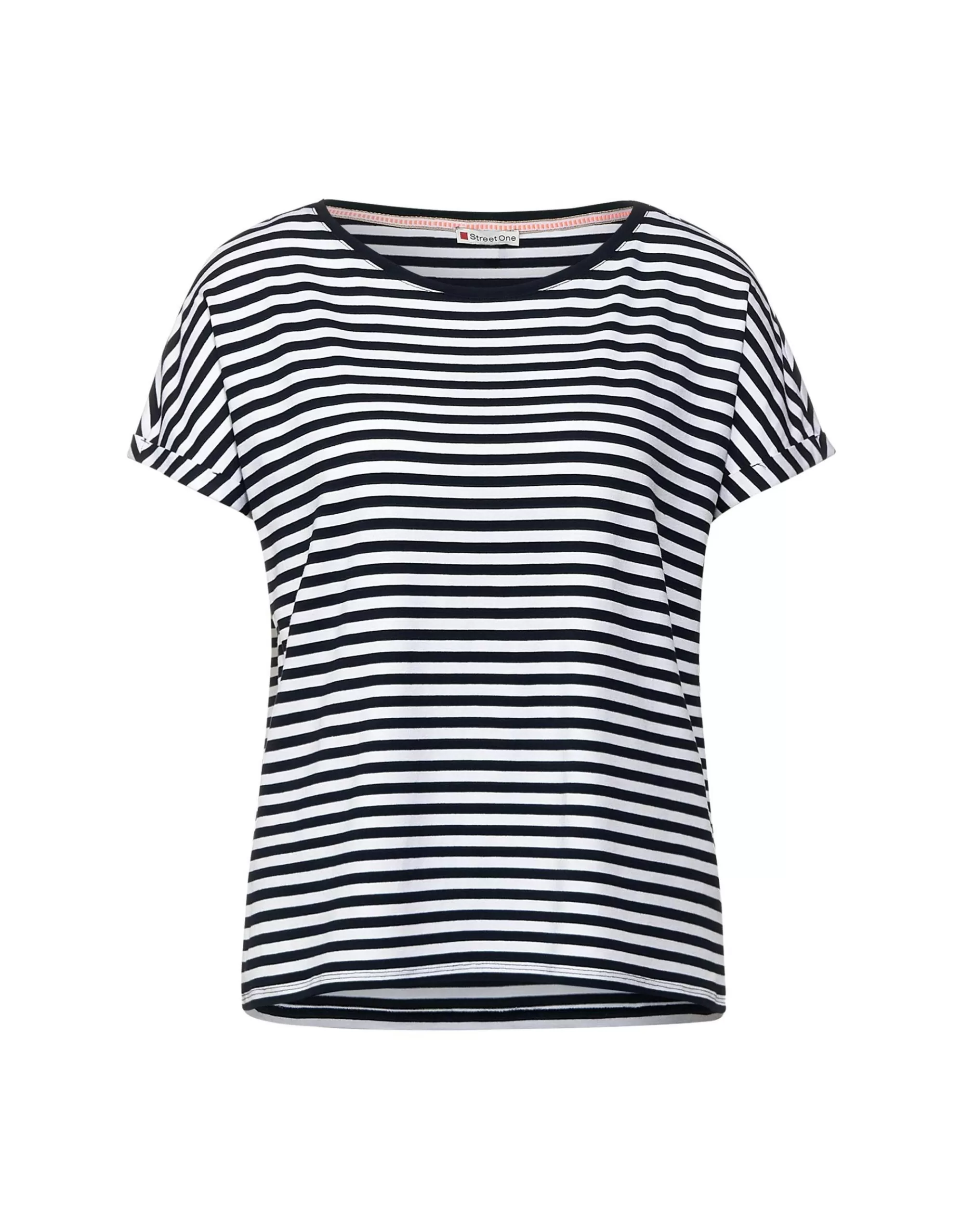 Street One T-Shirt Mit Streifen Muster Marine/Weiß Cheap