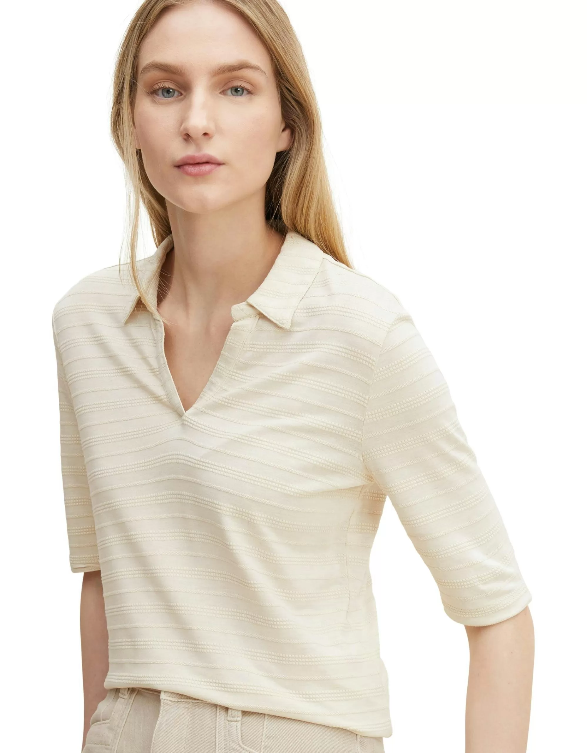 TOM TAILOR T-Shirt Mit Struktur Creme Hot