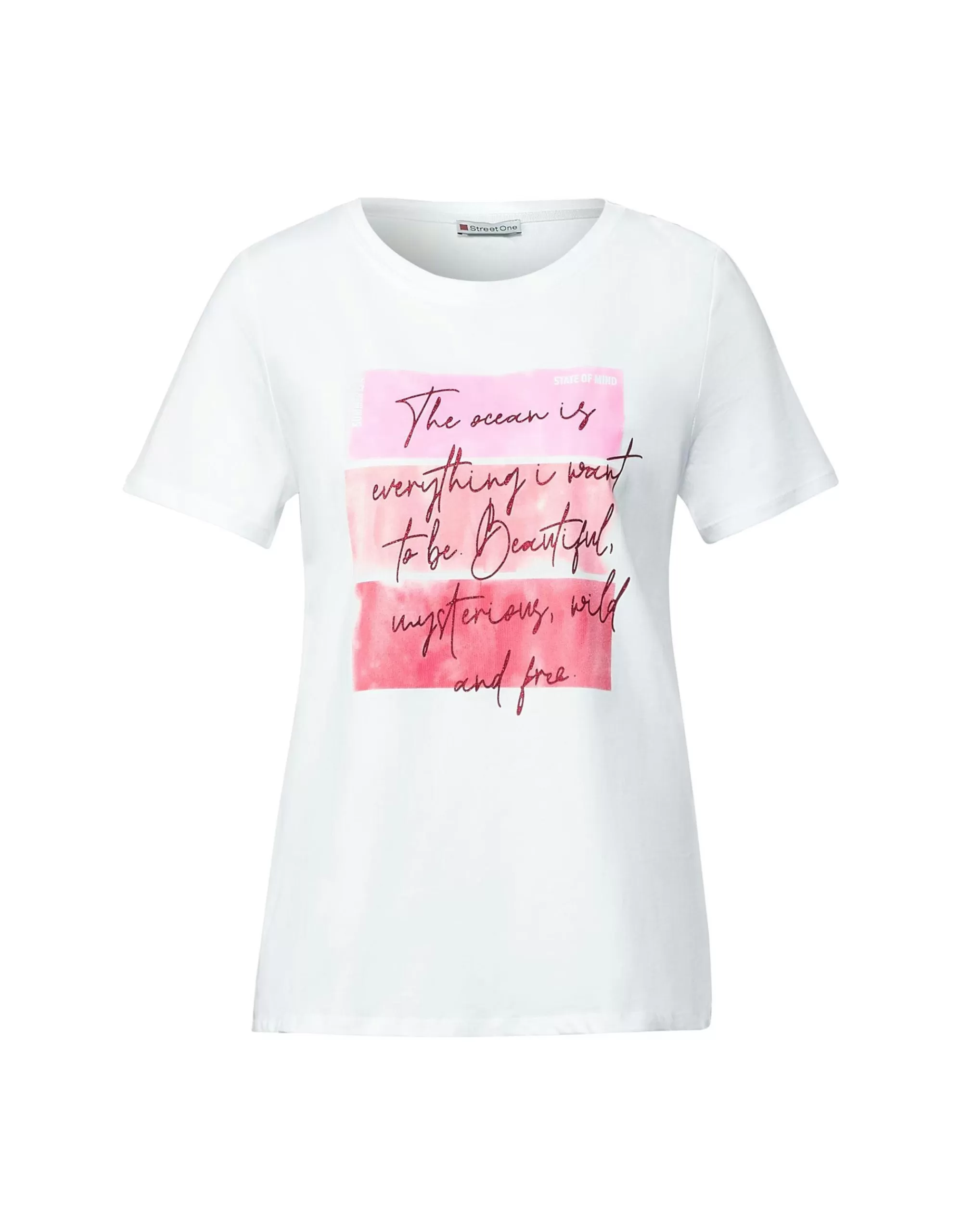 Street One T-Shirt Mit Wording Print Weiß New