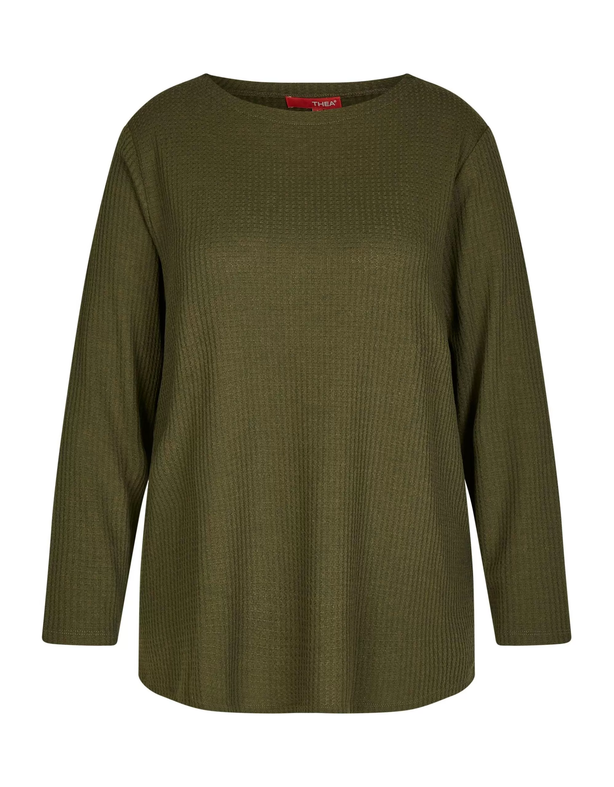 Thea Unifarbenes Langarmshirt Khaki Cheap