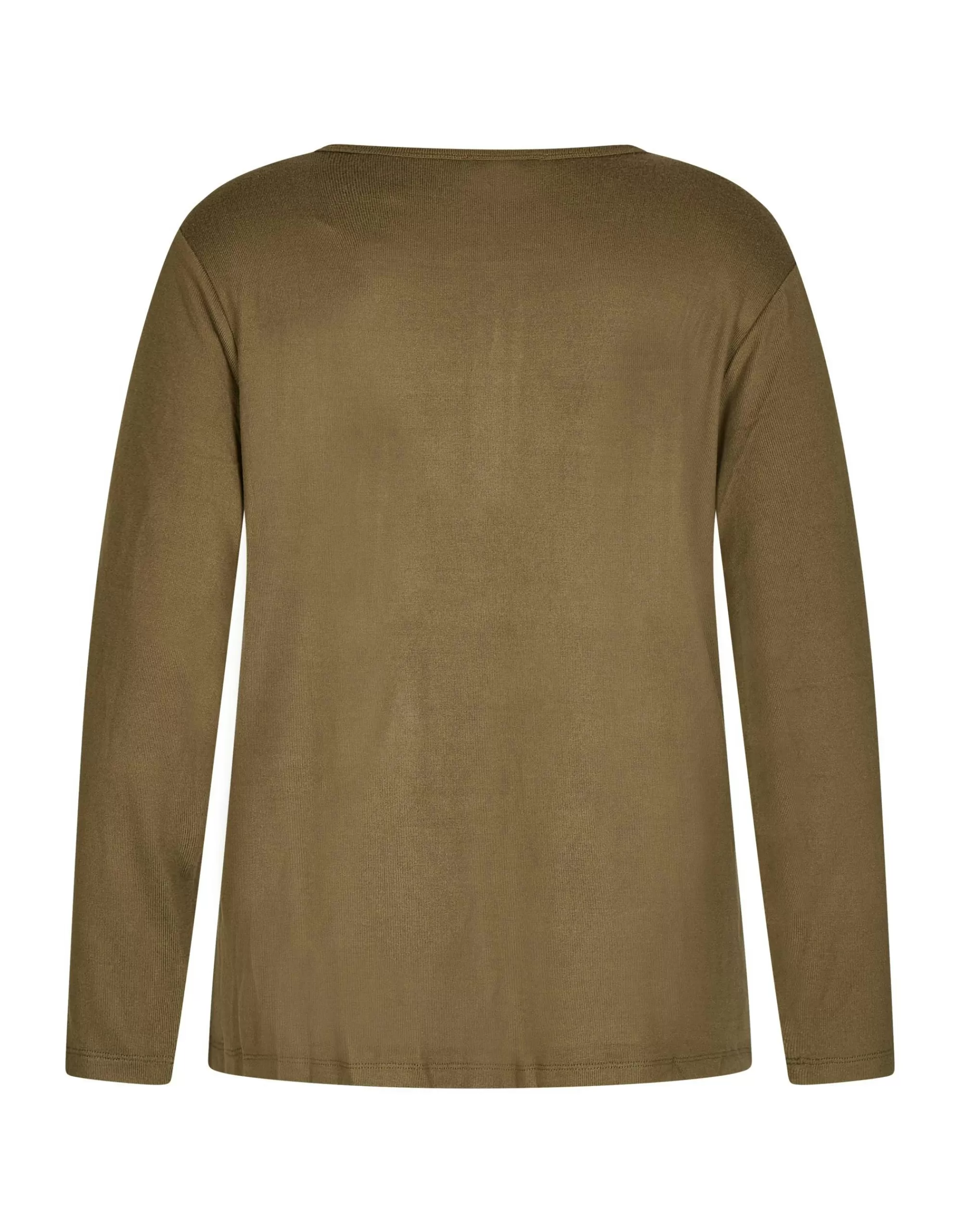 Thea Unifarbenes Langarmshirt Khaki Store